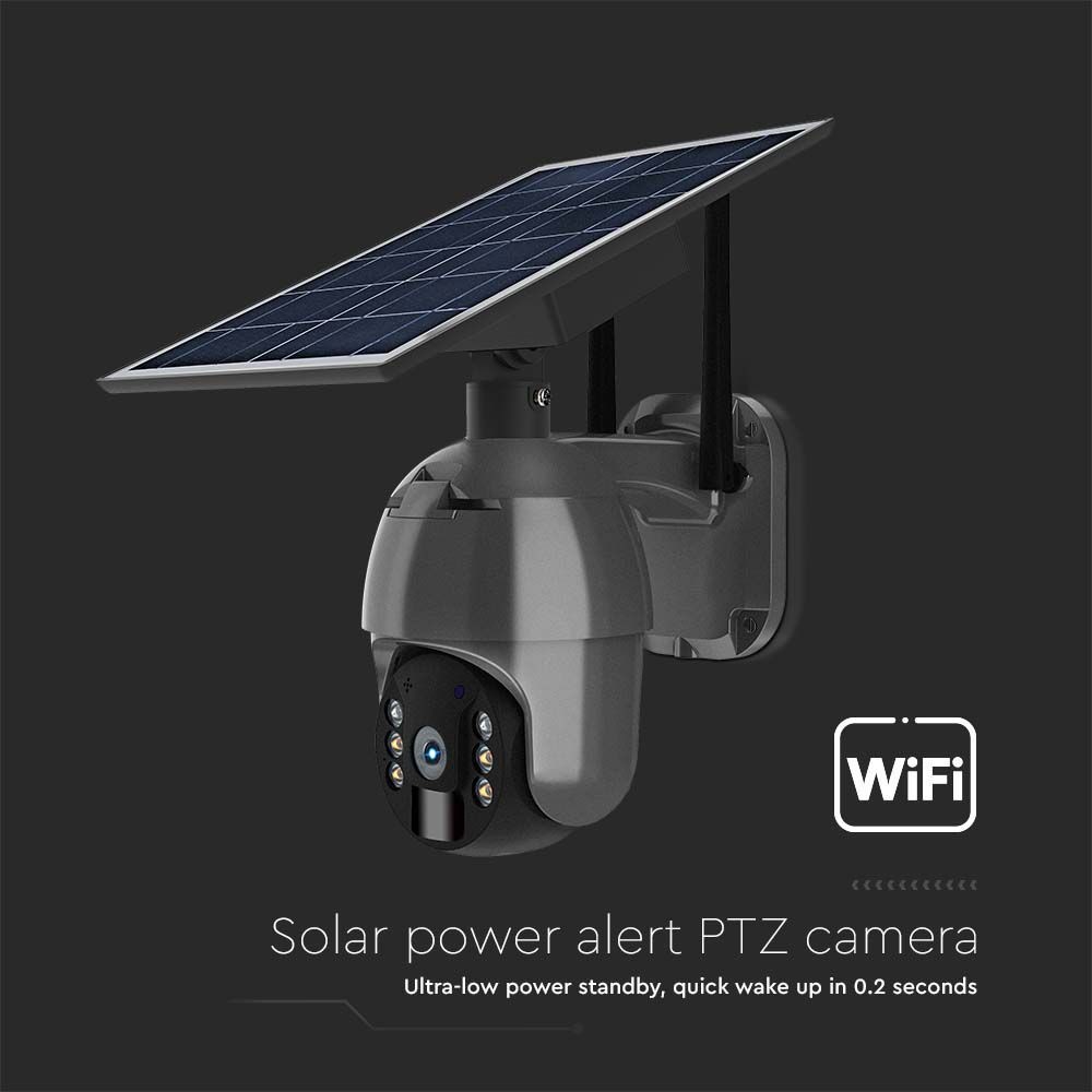 Trådløs HD Smart Solar Energi PTZ Kamera med Sensor i Sort til Hjemmet
