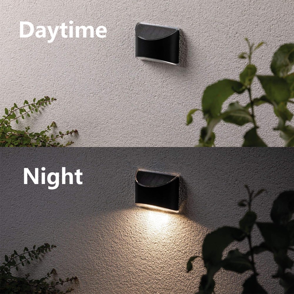 MIVO Solcelle LED Væglampe - Sort, Udendørs Væg-Effekt, 0,5W, 200lm (2 stk.)