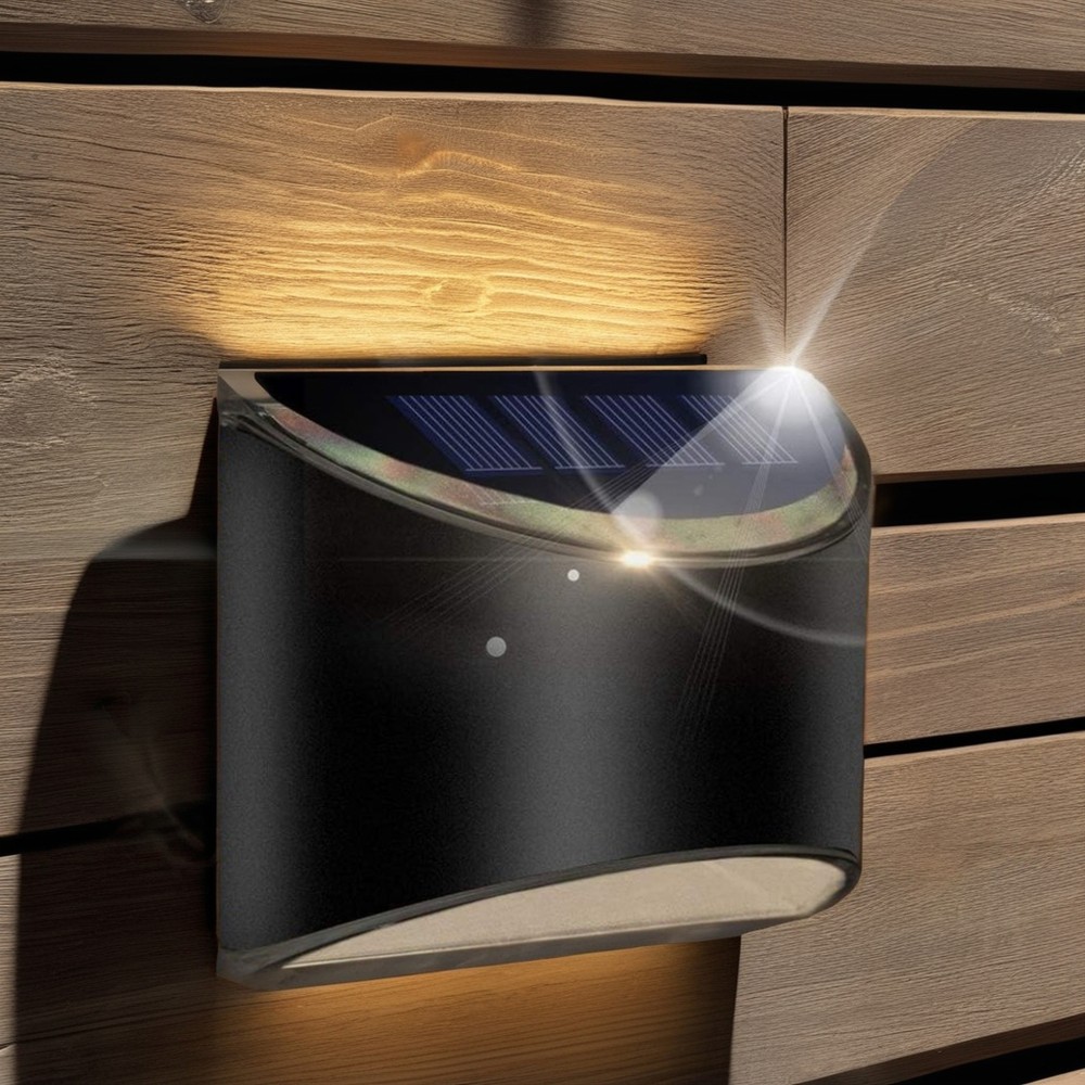 MIVO Solcelle LED Væglampe - Sort, Udendørs Væg-Effekt, 0,5W, 200lm (2 stk.)