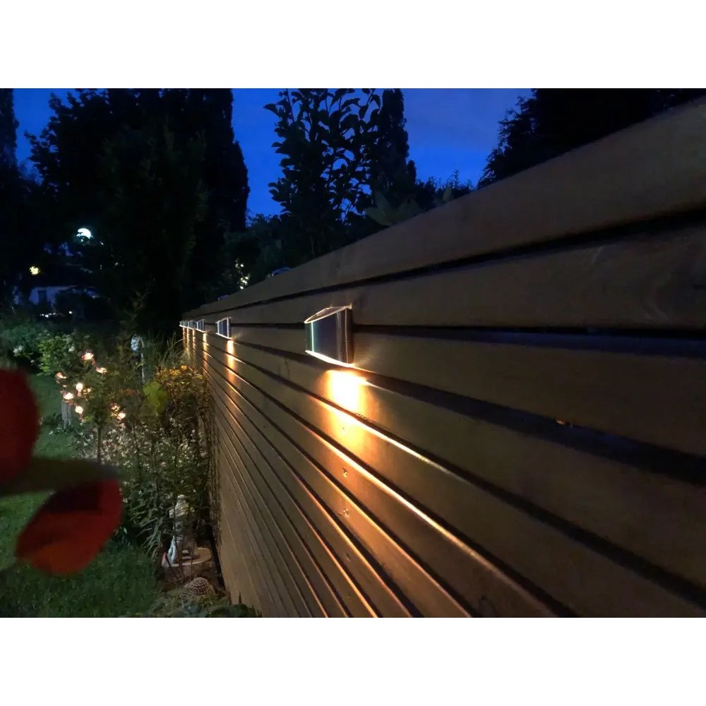 MIVO Solcelle væglampe LED - Sølv, udendørs væg-effekt, 2 stk.