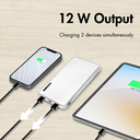 Powerbank m. LED indikator - 10,000mAh, LiPo, 2xUSB-A, Hvid