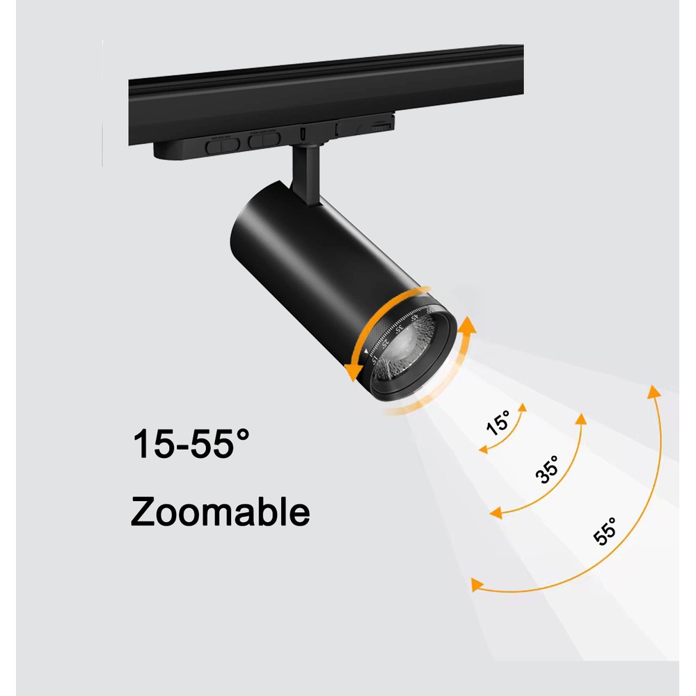 LEDlife Zoom justerbar CCT skinnespot 30W - Sort, RA92, 3000lm, 3-faset, Flicker Free, Justerbar lysstyrke & spredning