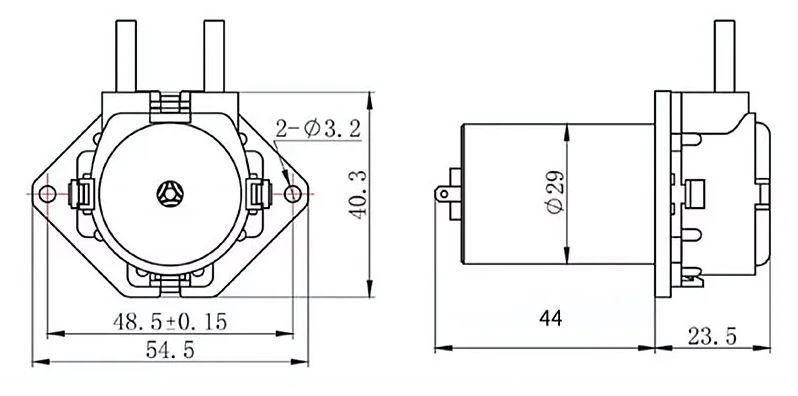 Mini doseringspumpe - 12V 5W, 80ml/min., støjsvag