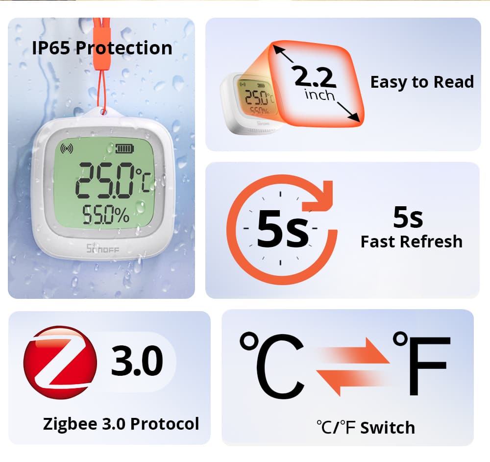 ZigBee SNZB-02WD - Temperatur- og Fugtighedssensor