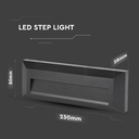 Trappelys med LED, 3000K, Sort hus, Rektangel, Effekt 3W, 110lm, RA80, IP65