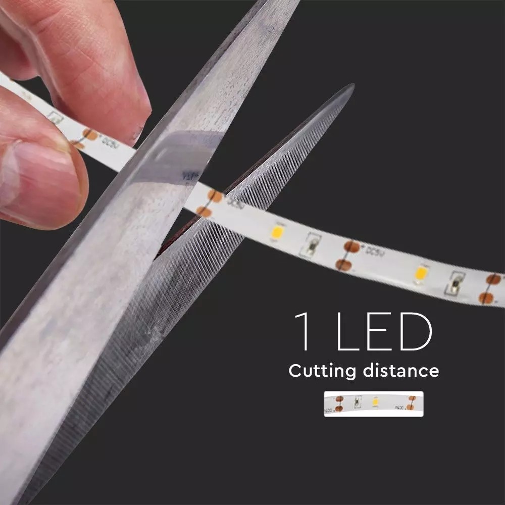V-Tac 2,4W/m LED strip med PIR sensor, batteri og stænktæt beskyttelse - 1m, 6V, IP65