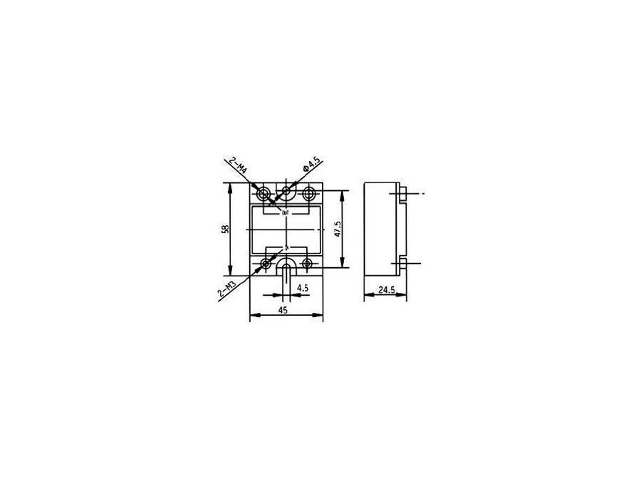 Solid state relæ - 4-32Vdc, 240VAC / 60A, 1 x slutte