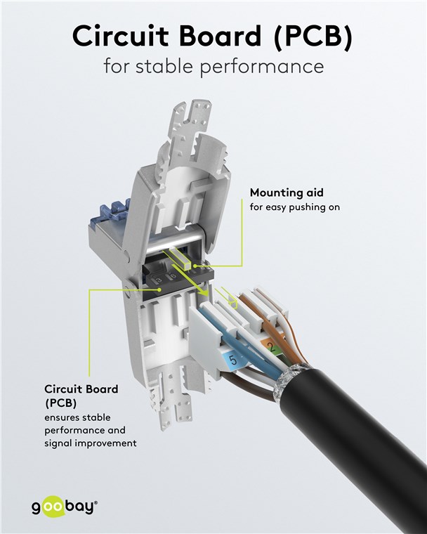RJ45 modularstik m. trækaflastning - CAT6a STP (værktøjsfri)