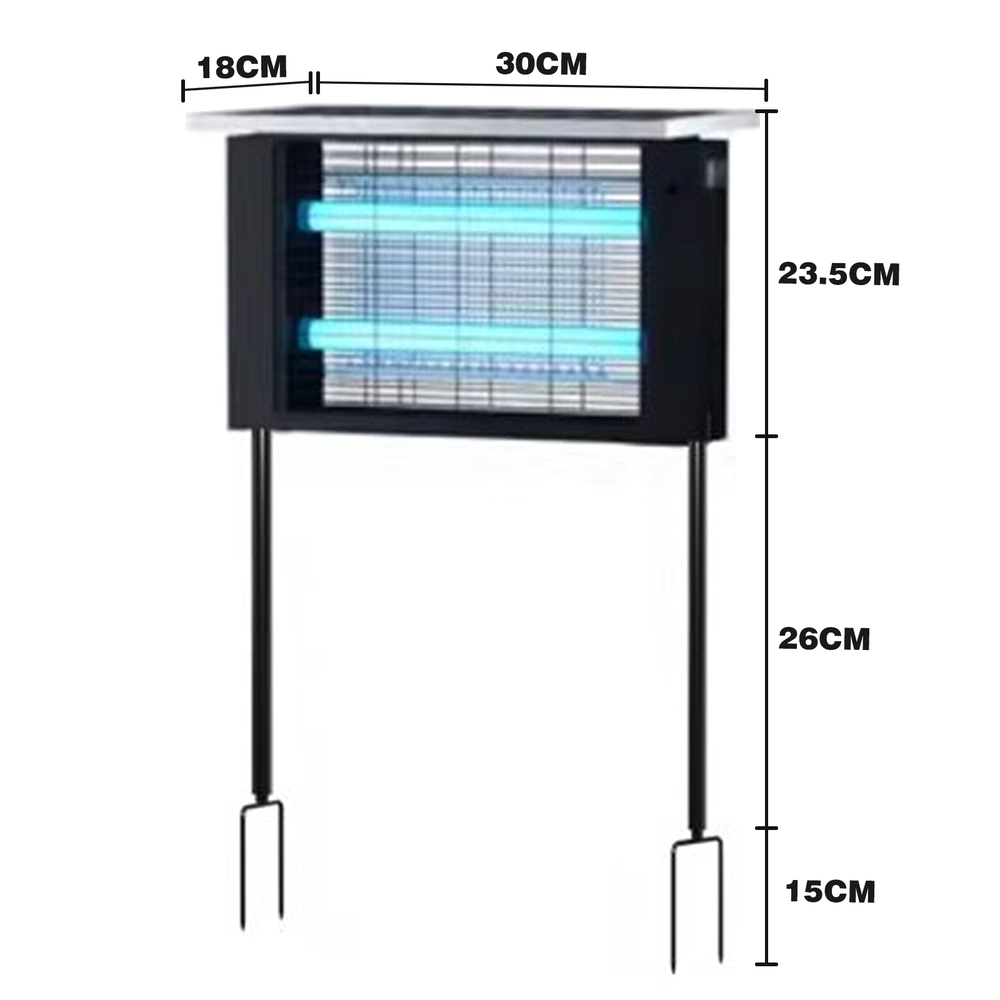 Sort solcelle insektlampe IP65 - 10W - Dækker 60m2 - Effekt: 1,3W