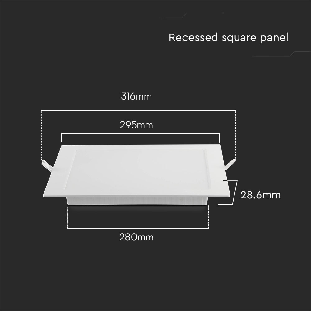 24W Bagbelyst Panel - 4000K, Firkantet LED Loftlampe med 2640lm og RA80 - Energibesparende belysning til ethvert rum