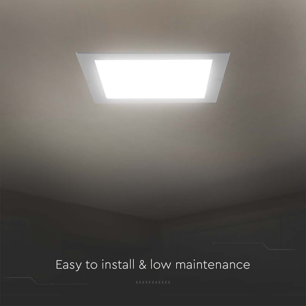 24W Bagbelyst Panel - 4000K, Firkantet LED Loftlampe med 2640lm og RA80 - Energibesparende belysning til ethvert rum