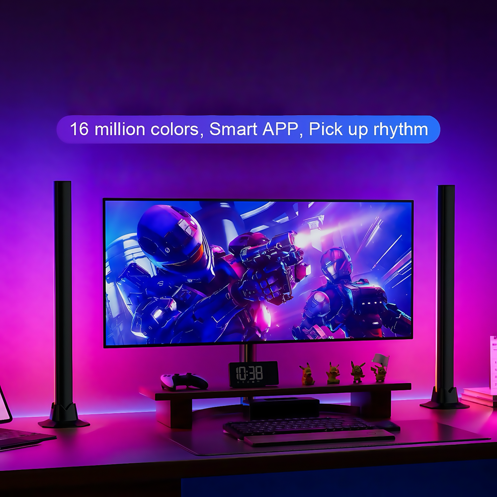 RGBIC ambient light bar - 42cm med Bluetooth og 5W effekt, inkl. 2 stk. USB-input, 5V, til stemningsfuld belysning