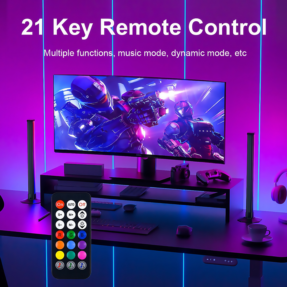 RGBIC ambient light bar - 42cm med Bluetooth og 5W effekt, inkl. 2 stk. USB-input, 5V, til stemningsfuld belysning