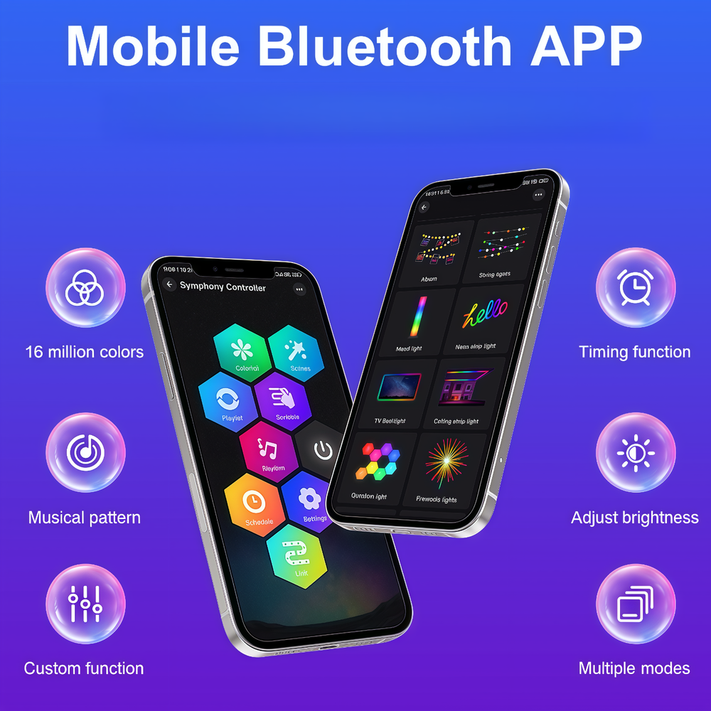 RGBIC ambient light bar - 42cm med Bluetooth og 5W effekt, inkl. 2 stk. USB-input, 5V, til stemningsfuld belysning