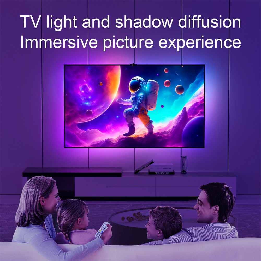 5m TV LED strip med TV-kamera - passer til 70-85' TV, 18W, 30 LED/m