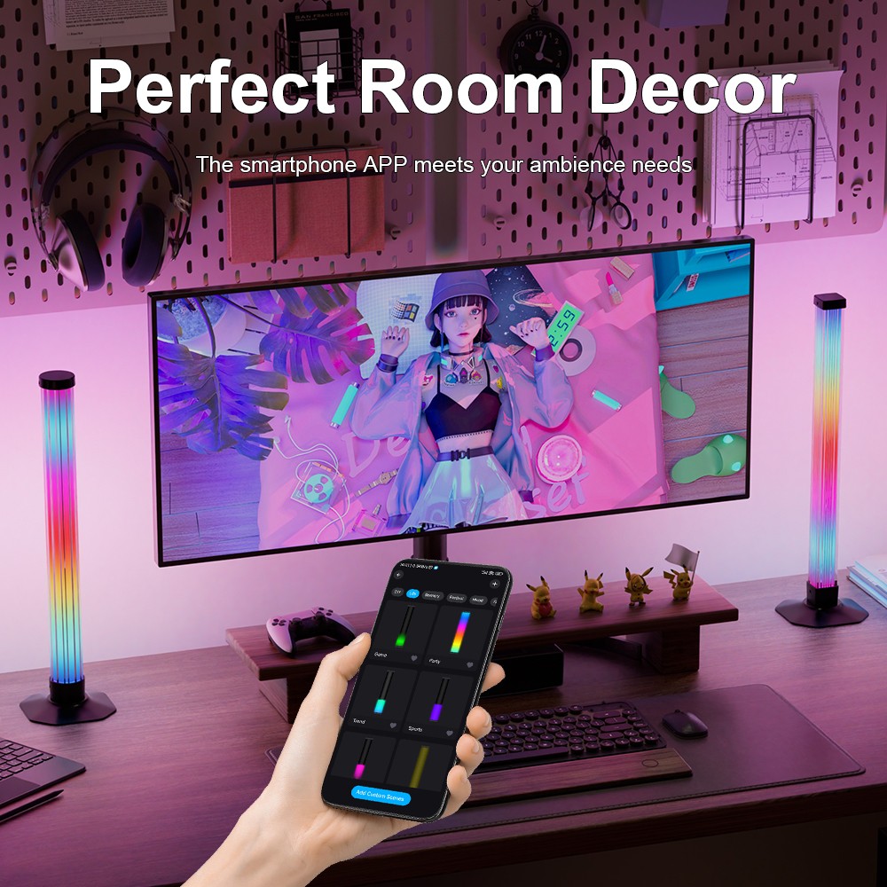 2 stk. 43cm RGBIC ambient light bar med Bluetooth og 5W effekt - USB-indgang 5V