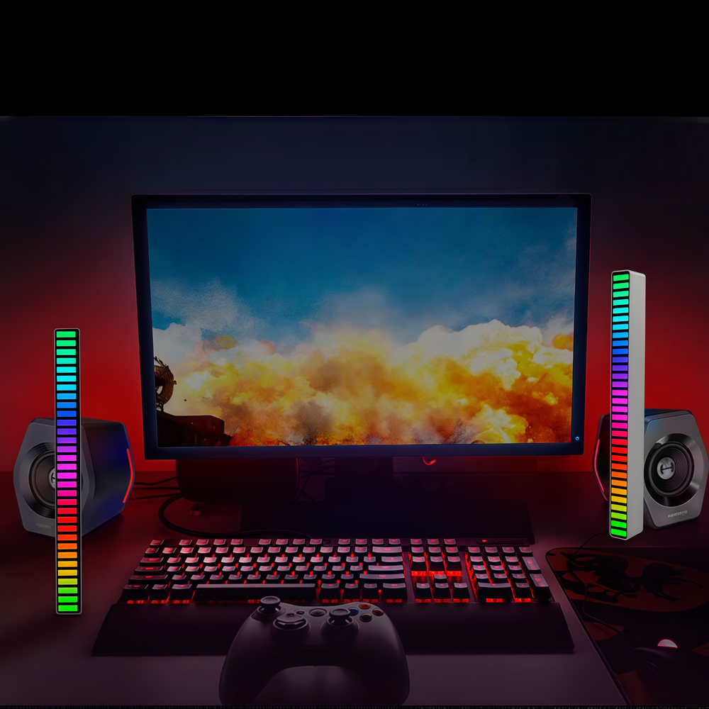 RGBIC musiksynkroniseringsbordlampe - 18cm, indbygget batteri, Bluetooth, 3W effekt, 5V USB input