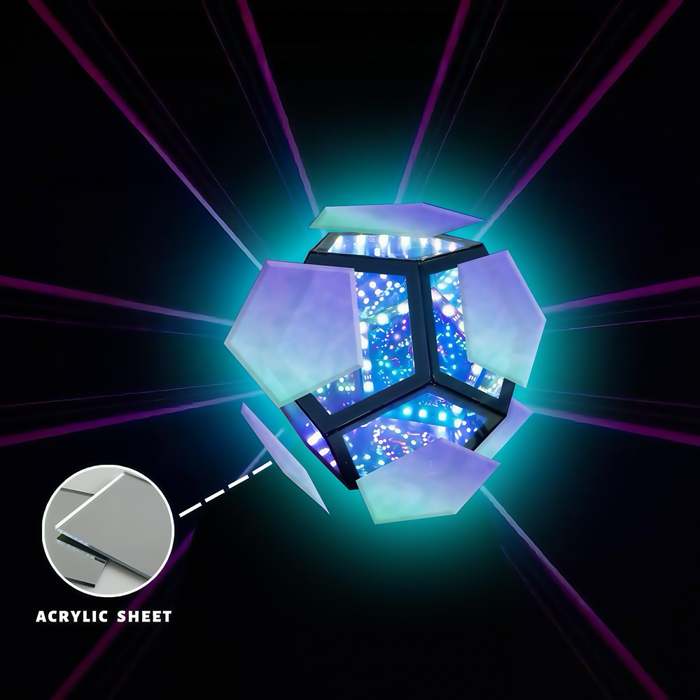 Infinity spejl lys - RGBW, 9W, USB tilslutning, inkl. fjernbetjening og 600lm.