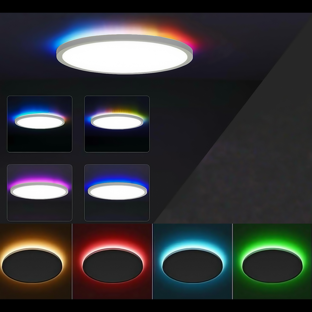 CCT loftlampe med RGBIC backlight - Ø30cm, 39W, Tuya, inkl. fjernbetjening - 230V, 2800lm