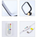 Firkantet RGBIC lampe med Bluetooth og 5V USB tilslutning - 15x15cm, 10W effekt, ideel til stemningsbelysning