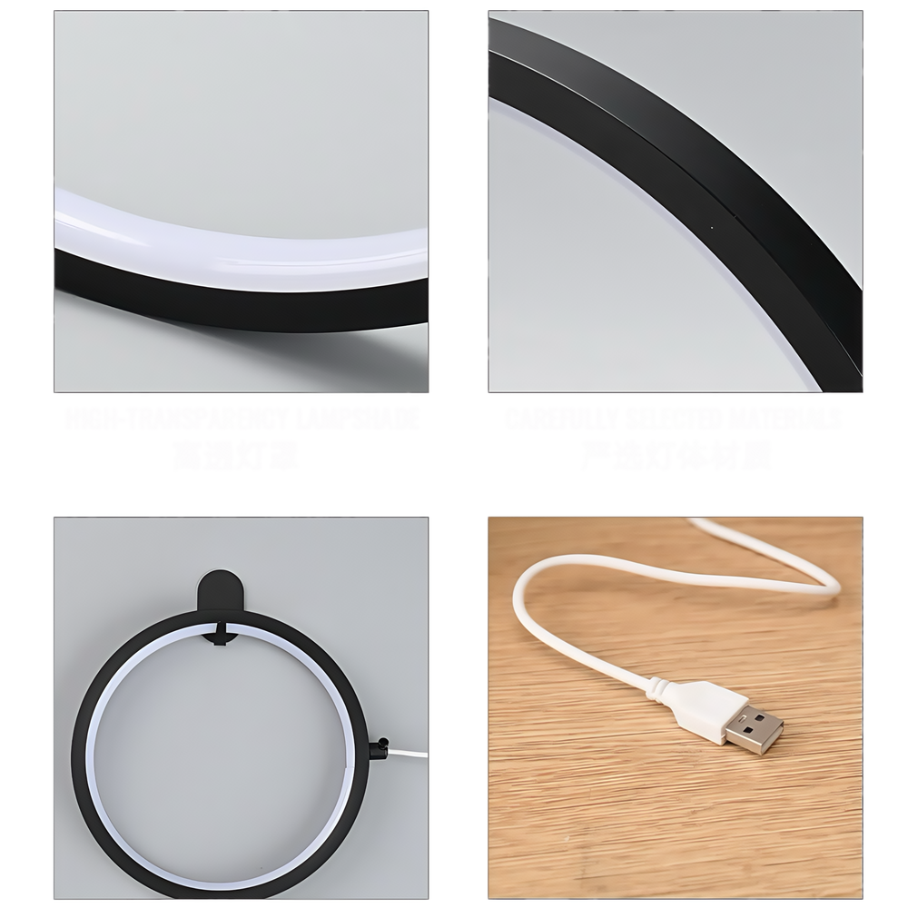 Slim Cirkel RGBIC lampe - Hvid, Ø20cm, Bluetooth, 10W, 5V USB tilslutning