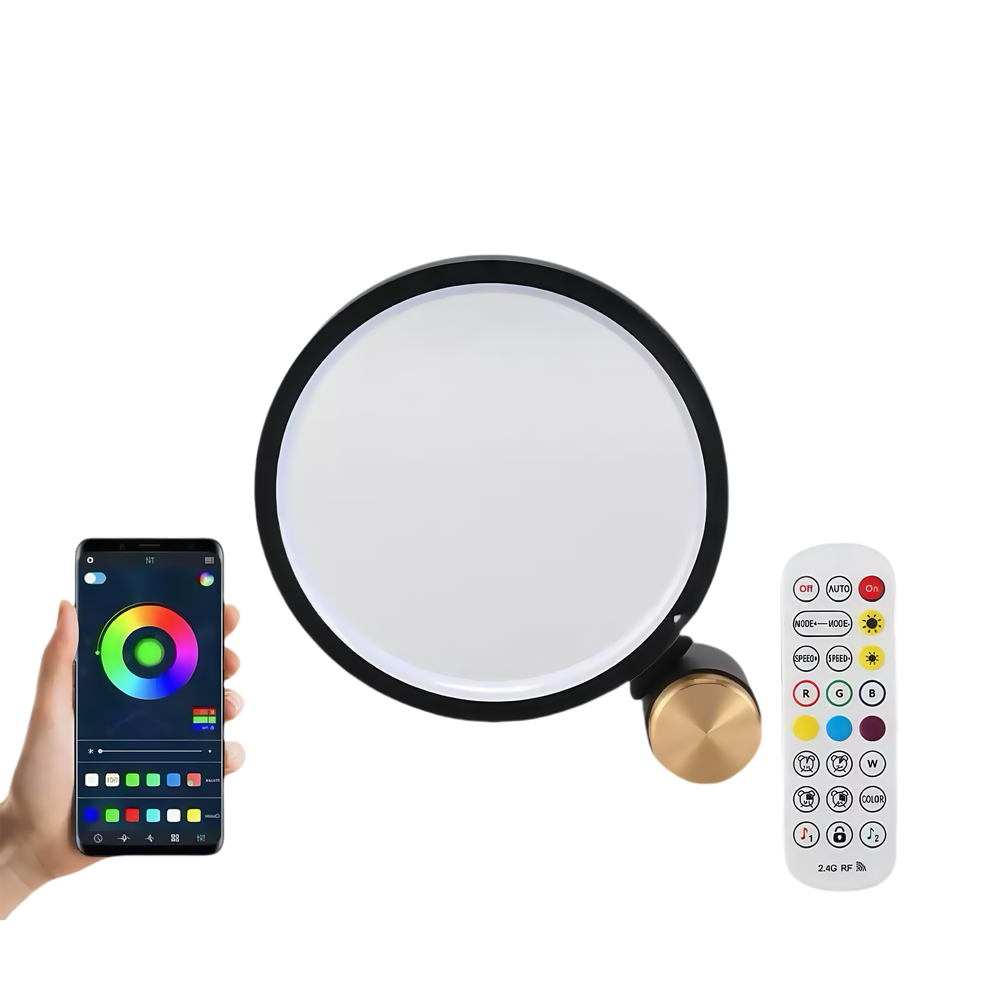 Slim Cirkel RGBIC lampe - Hvid, Ø20cm, Bluetooth, 10W, 5V USB tilslutning