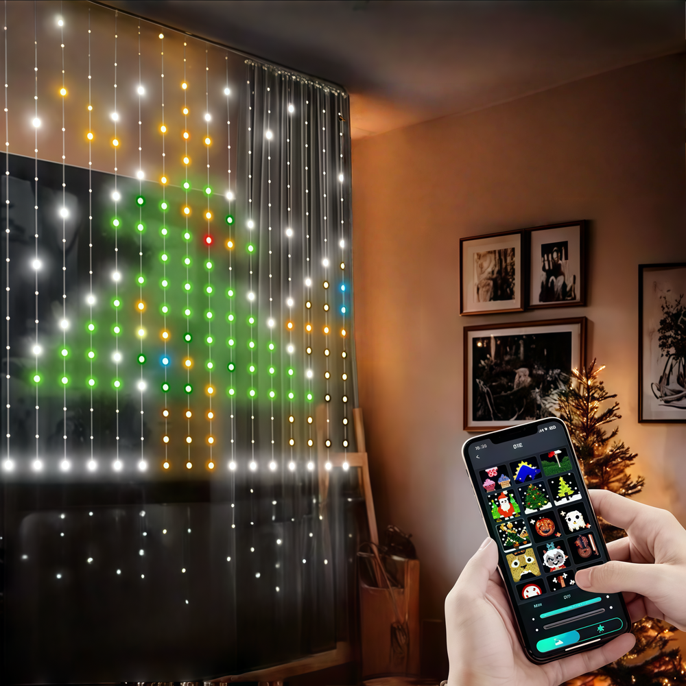 RGBIC Lysgardin 2x2 meter med 5,5W effekt og IP67-klassificering - 5V indgang