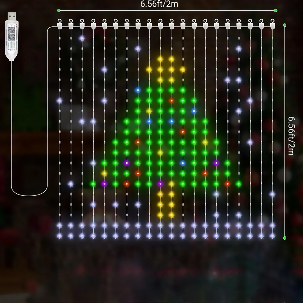 RGBIC Lysgardin 2x2 meter med 5,5W effekt og IP67-klassificering - 5V indgang