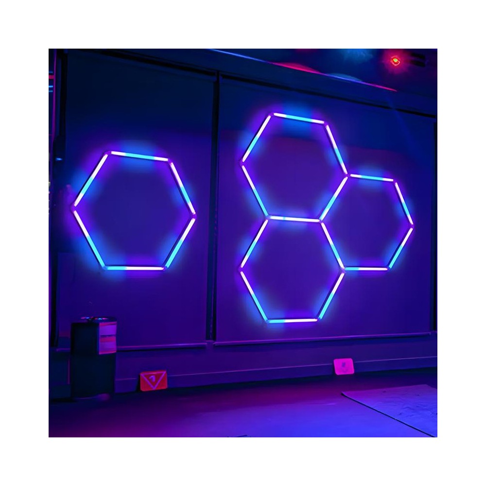 Hexagon RGBIC 3 felter komplet sæt - 50W inkl. Bluetooth-controller og strømforsyning