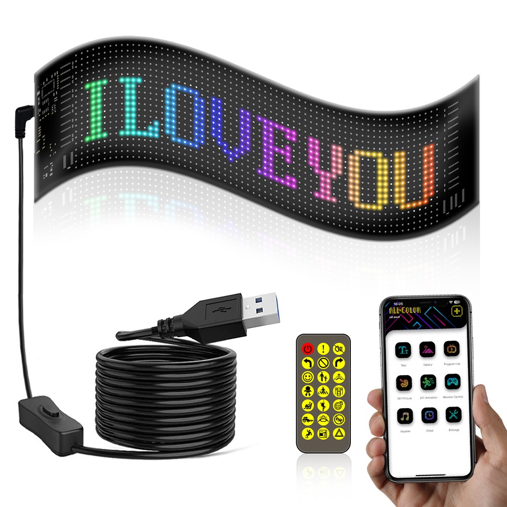 Pixel Matrix Panel 16x32 - Bluetooth og USB - 10W - 5V Input