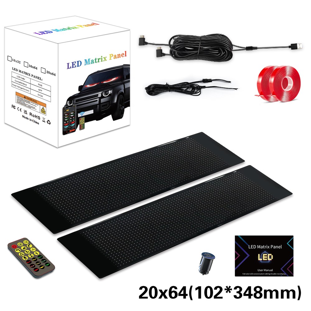 Pixel matrix panel 20x64 med Bluetooth og 5V USB-tilslutning