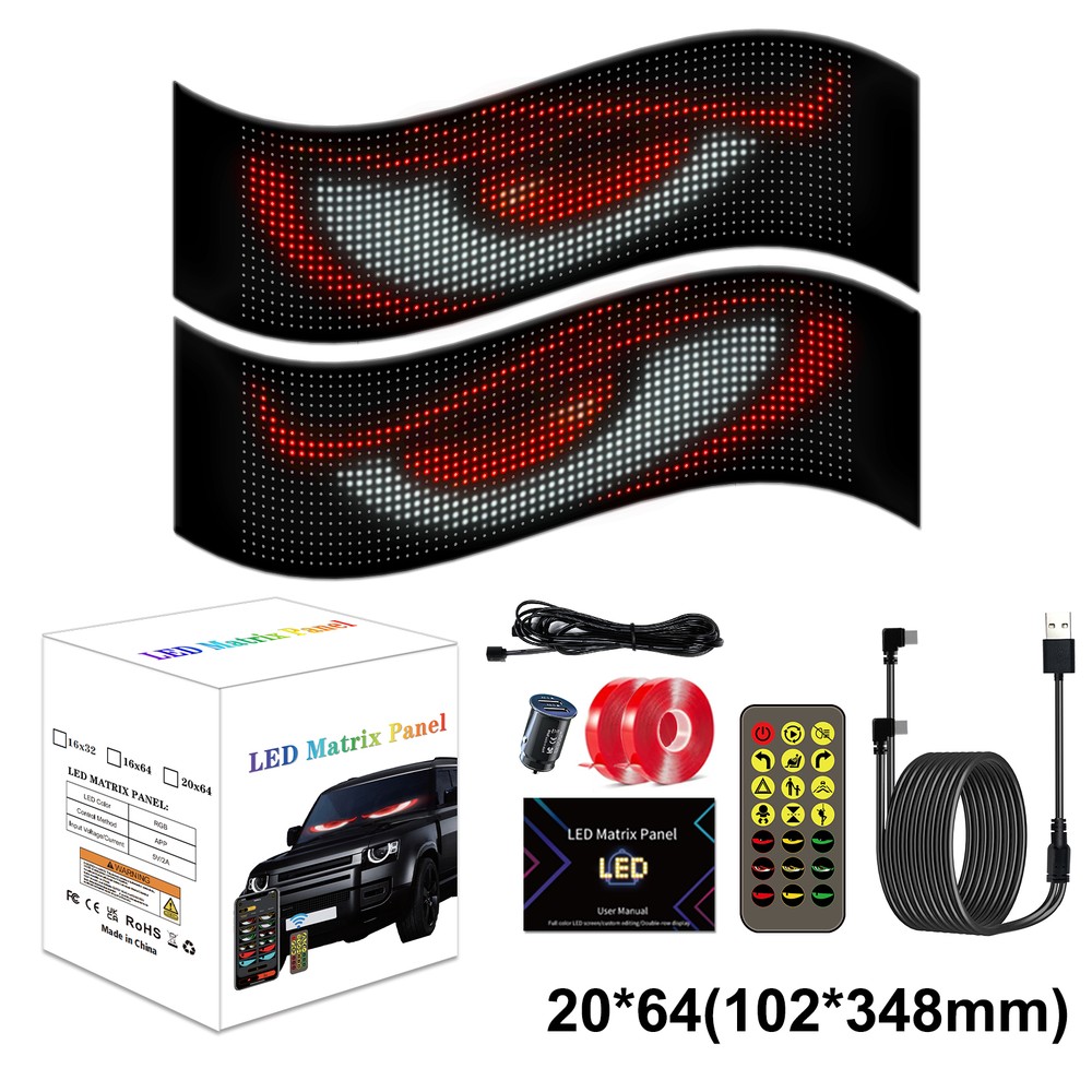 Pixel matrix panel 20x64 med Bluetooth og 5V USB-tilslutning