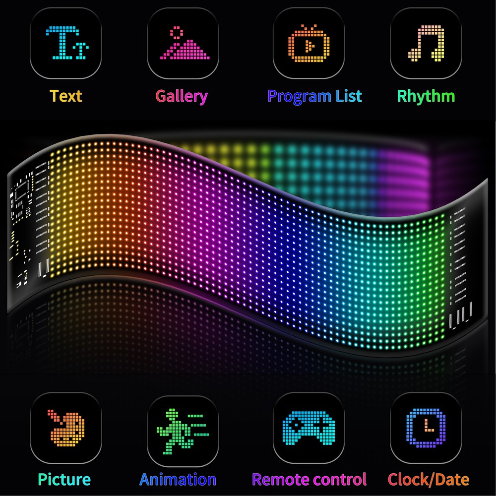 Pixel matrix panel 32x96 - Bluetooth, 5V USB til DIY projekter og festlig belysning