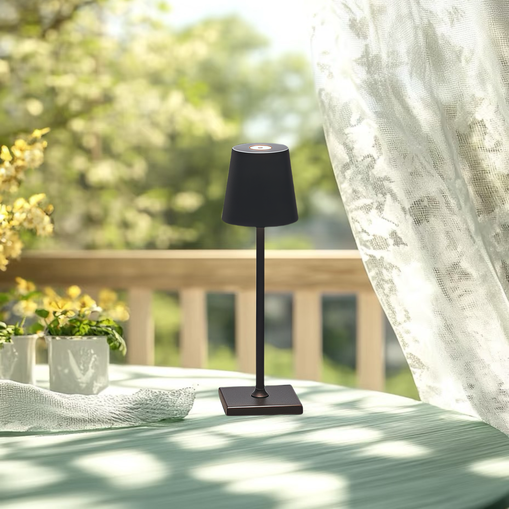 Opladelig LED mini bordlampe - Sort, touch dæmpbar, IP54, 2W, 200lm, RA80, IP54