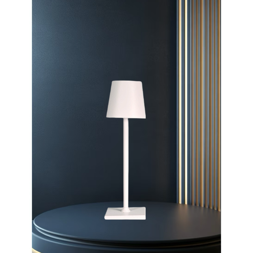 Opladelig LED mini bordlampe - Hvid, 24cm, touch dæmpbar, IP54