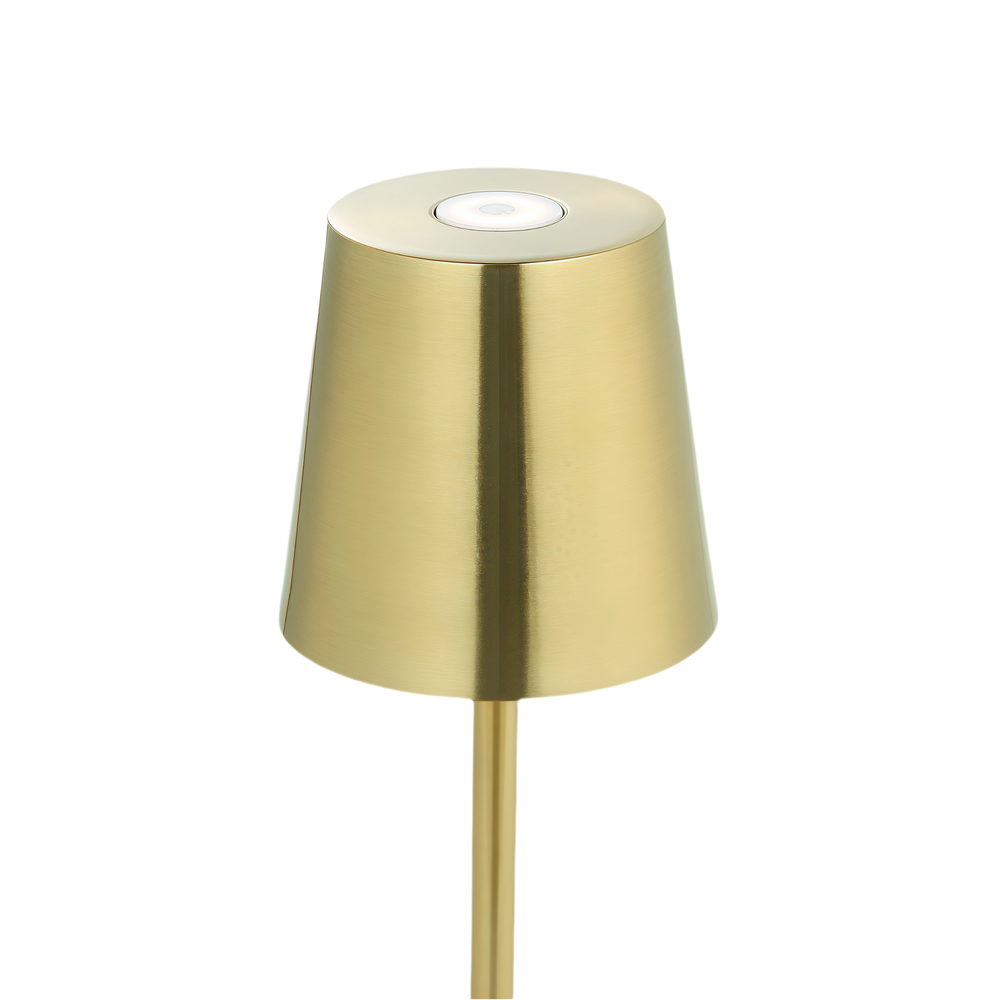Opladelig LED mini bordlampe i Guld med touch dæmpning og IP54 beskyttelse