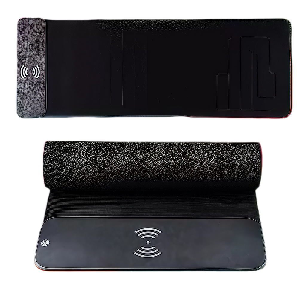 Musemåtte med trådløs mobilopladning og RGBIC-lys - 80x30cm, USB 5V