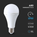 Nødplastlampe med batteri og 3 timers nødbelysning - 12W E27, 4000K