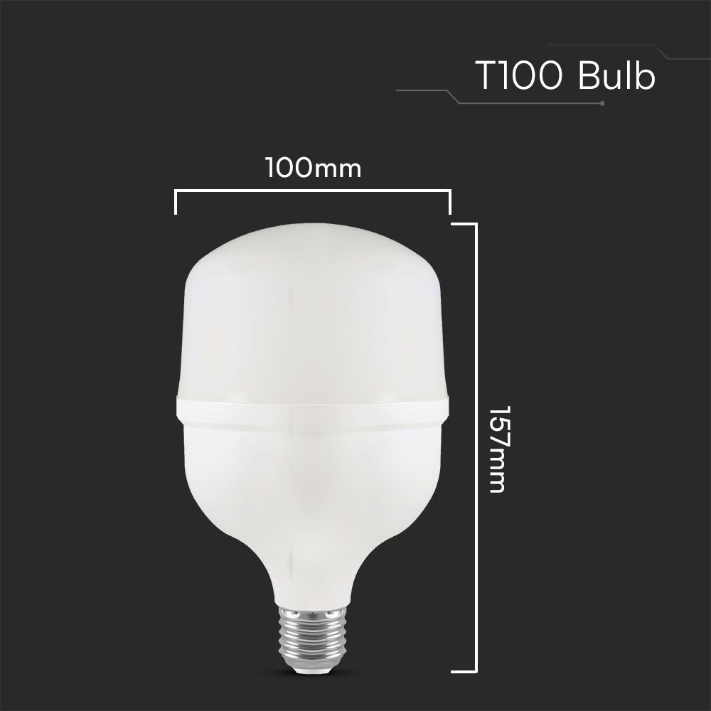 T100 LED Pære 30W E27 Plastik, 6500K - Kraftig lysstyrke på 3210lm og høj farvegengivelse med RA80