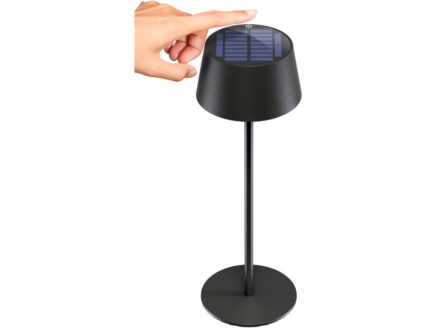 Trådløs LED solar bordlampe, sort (IP44)