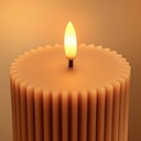 LED Timeglas lys med flammeeffekt, brun, 23cm høj, fjernbetjening, timer, ægte stearin