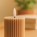 LED Timeglas lys med flammeeffekt, brun, 23cm høj, fjernbetjening, timer, ægte stearin