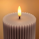 LED Timeglas lys 23cm høj med flammeeffekt i grå - Ø7,5cm, fjernbetjening, timer og ægte stearin