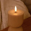 LED Timeglas lys med flammeeffekt, brun stearin, fjernbetjening, timer, 13,5cm høj, Ø7,5cm