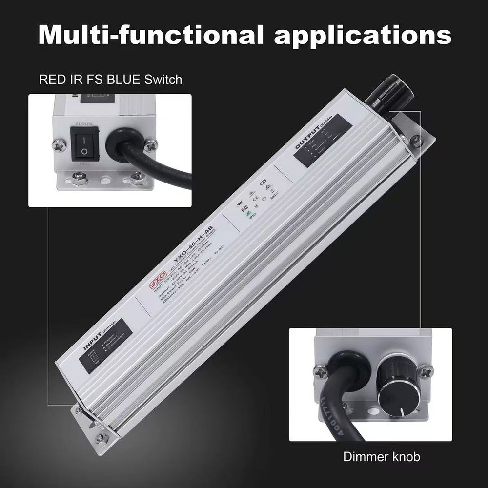 Quantum vækstlampe 65W med ophæng, fuldt spektrum, høj farvegengivelse og vandtæt IP65-rating