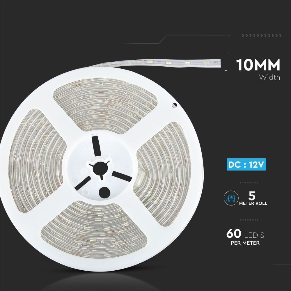V-Tac Stænktæt LED Strip - 5m, 9W/m, 24V, IP65