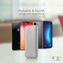 10.000mAh Powerbank med 2A output, inkl. 30 cm sølvfarvet Type C kabel
