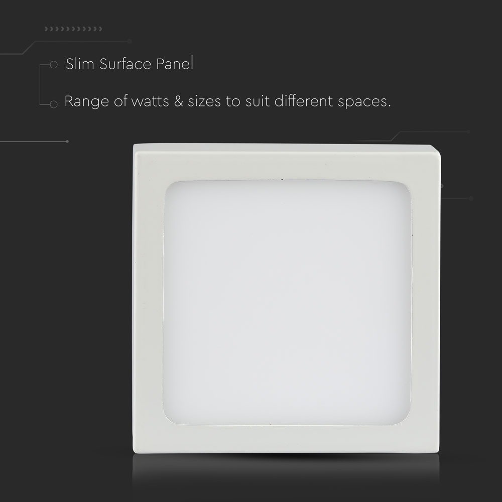 12W LED overfladepanel - 6400K, kvadratisk, 900lm, RA80, flicker free