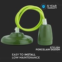 Højfrekvens porcelæns lampe med E27 fatning i Grøn - perfekt til dit hjem!