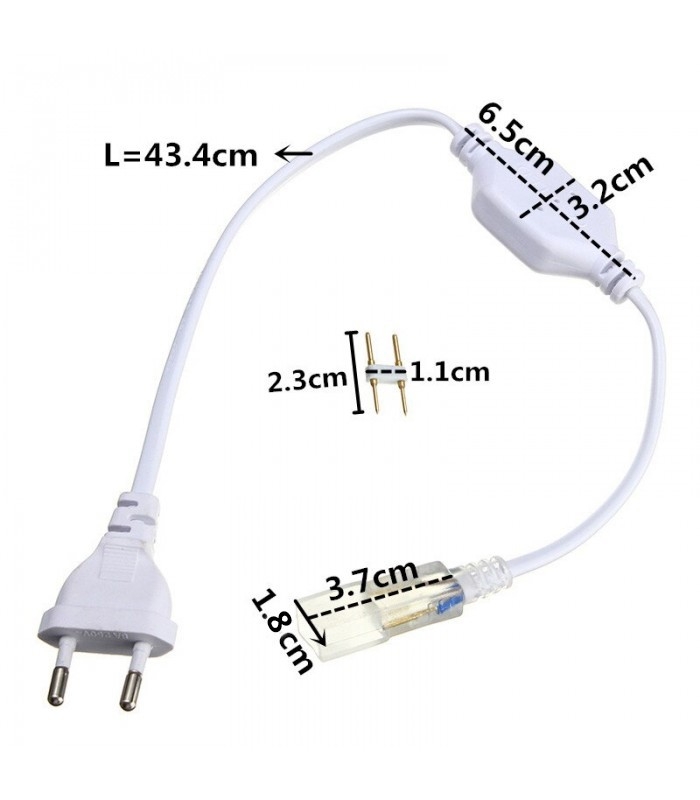 Stik til 230V LED strip (Type Q) - Inkl. endeprop, 230V